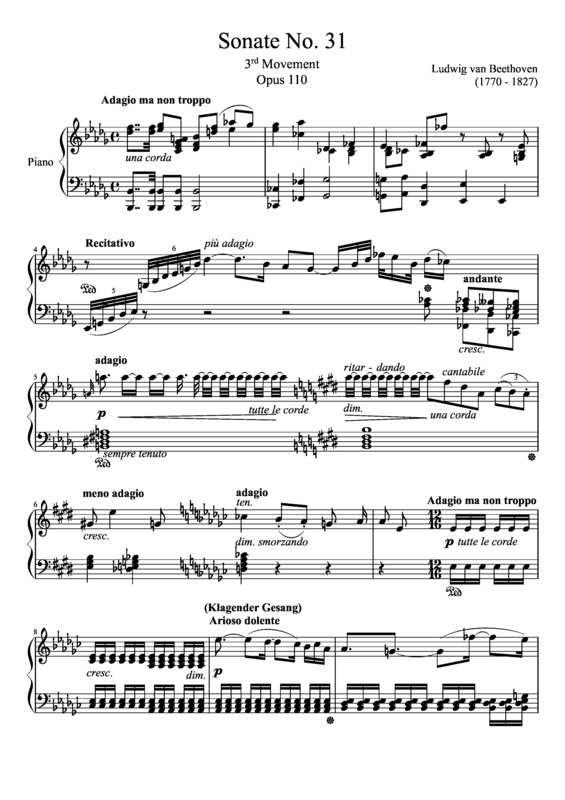 Partitura da música Sonata No. 31 3rd Movement