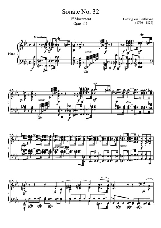 Partitura da música Sonata No. 32 1st Movement