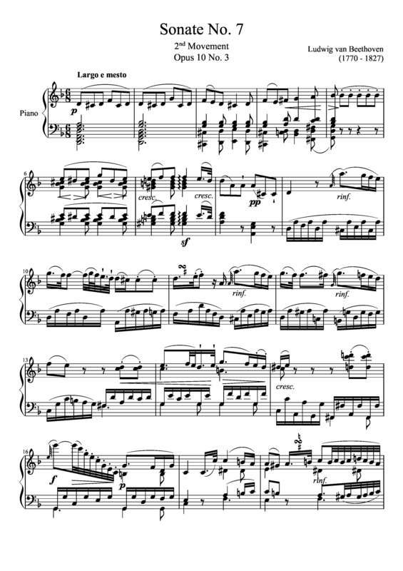 Partitura da música Sonata No. 7 2nd Movement