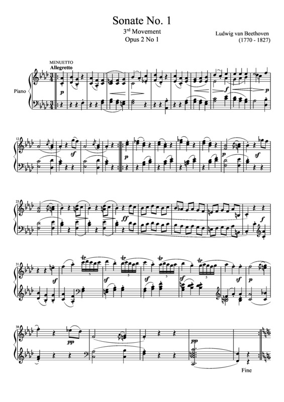 Partitura da música Sonata No 1 3rd Movement