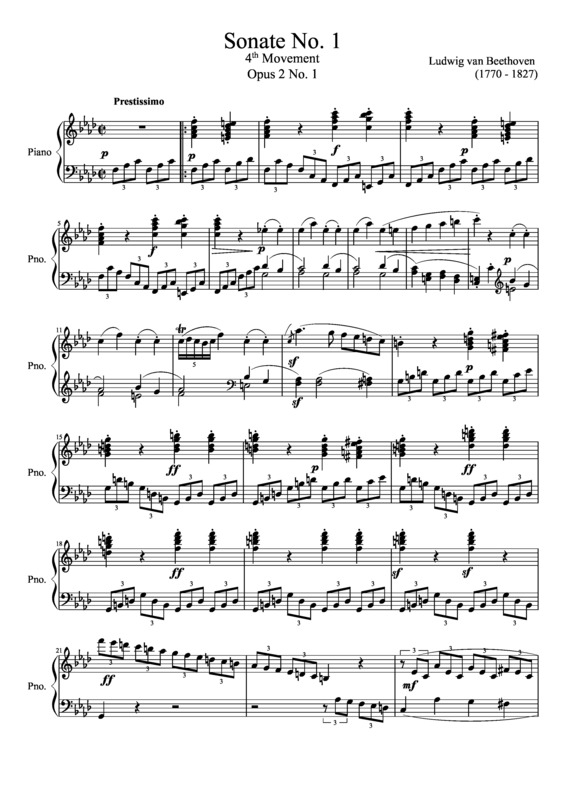 Partitura da música Sonata No 1 4th Movement