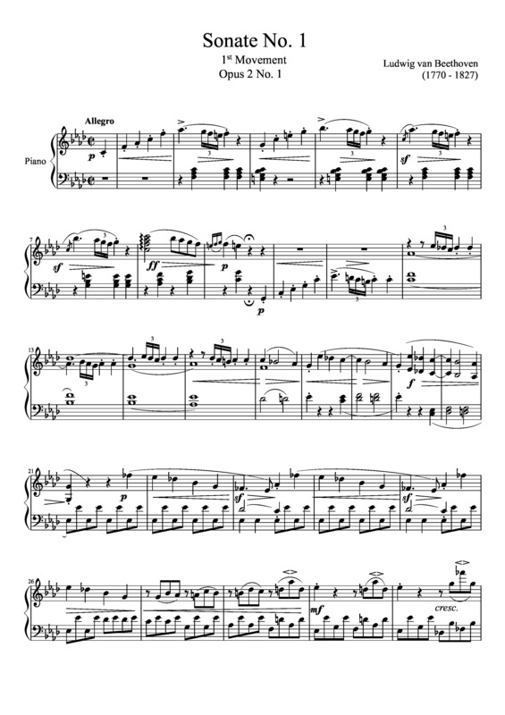 Partitura da música Sonata No 1