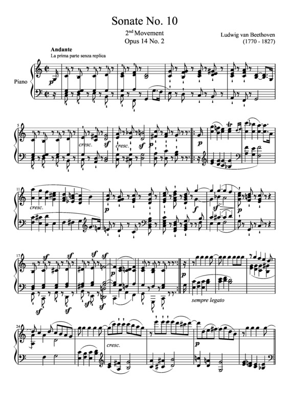 Partitura da música Sonata No 10 2nd Movement