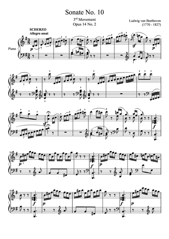 Partitura da música Sonata No 10 3rd Movement