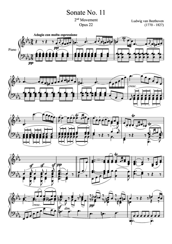 Partitura da música Sonata No 11 2nd Movement