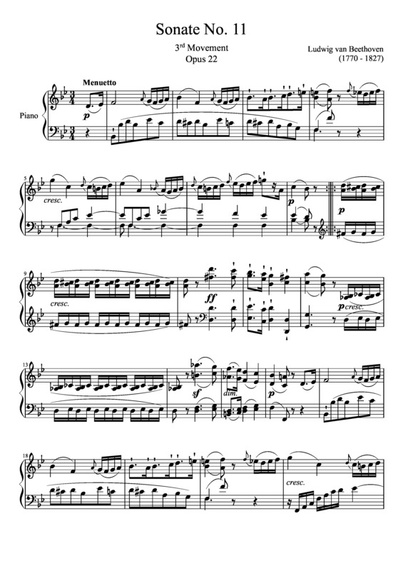 Partitura da música Sonata No 11 3rd Movement