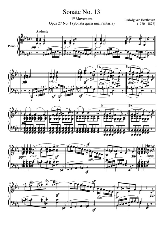 Partitura da música Sonata No 13 1st Movement