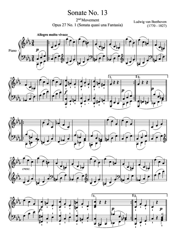 Partitura da música Sonata No 13 2nd Movement