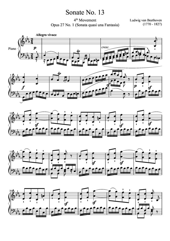 Partitura da música Sonata No 13 4th Movement
