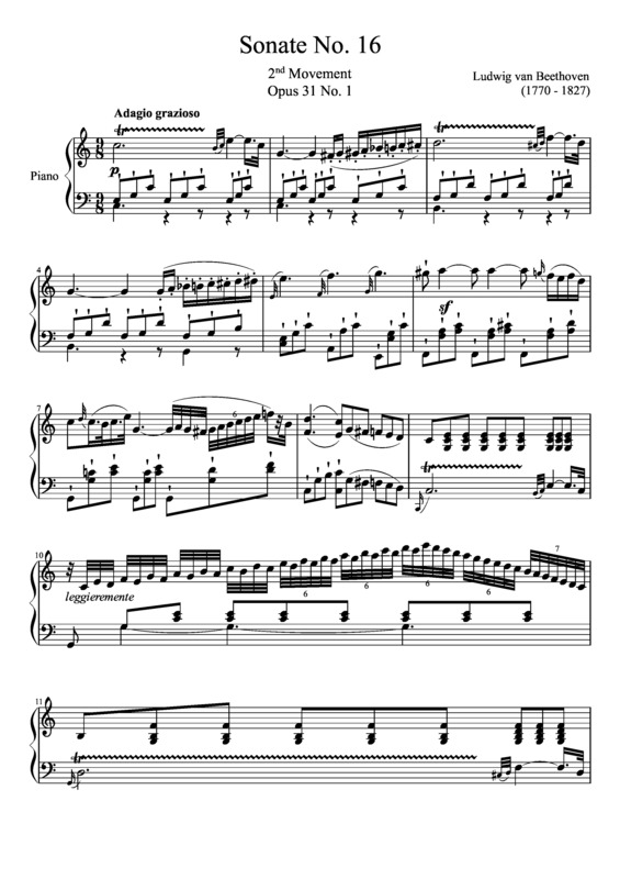 Partitura da música Sonata No 16 2nd Movement