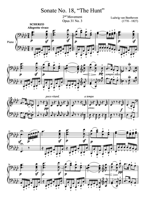 Partitura da música Sonata No 18 The Hunt 2nd Movement