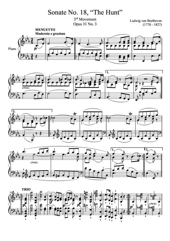 Partitura da música Sonata No 18 The Hunt 3rd Movement