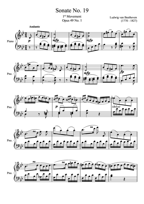Partitura da música Sonata No 19 1st Movement