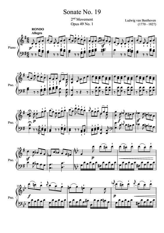 Partitura da música Sonata No 19 2nd Movement