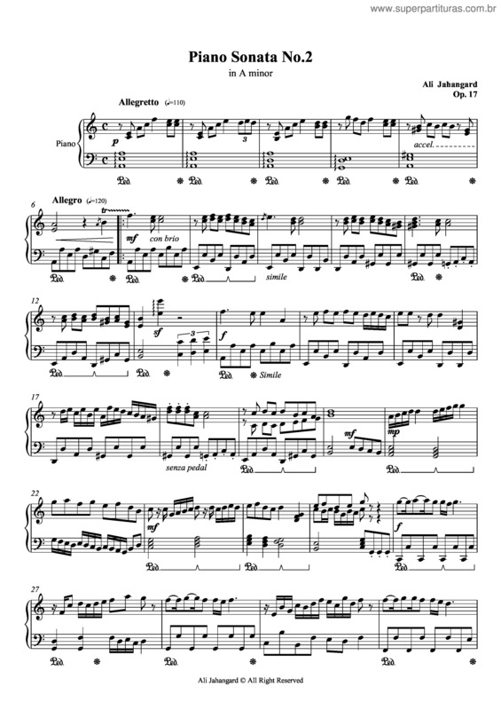 Partitura da música Sonata No.2 - in A minor, Op.17