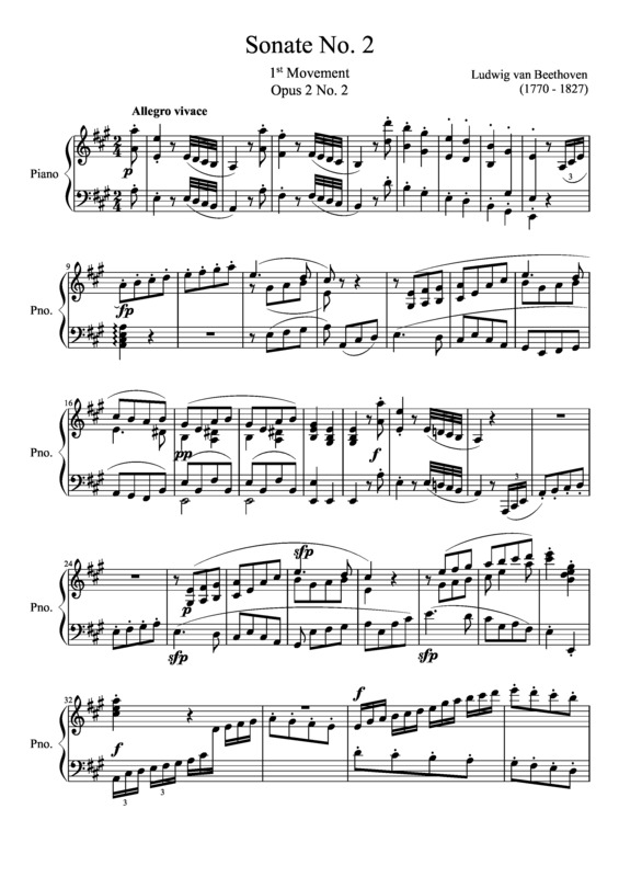 Partitura da música Sonata No 2 1st Movement