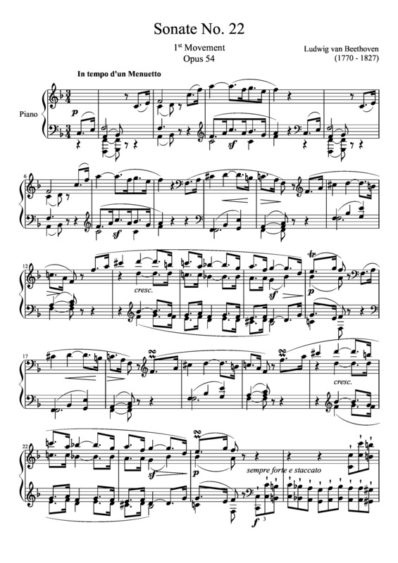 Partitura da música Sonata No 22 1st Movement