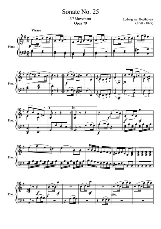 Partitura da música Sonata No 25 3rd Movement