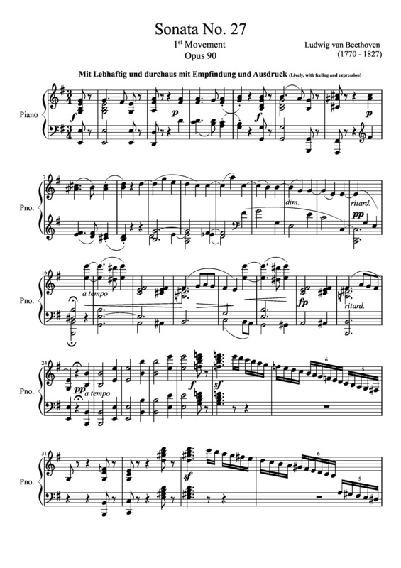 Partitura da música Sonata No 27 1st Movement