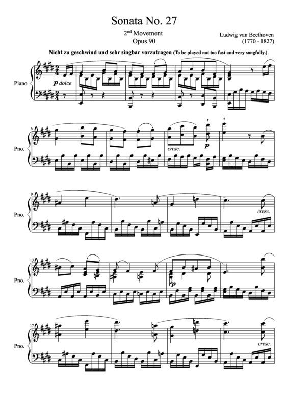 Partitura da música Sonata No 27 2nd Movement