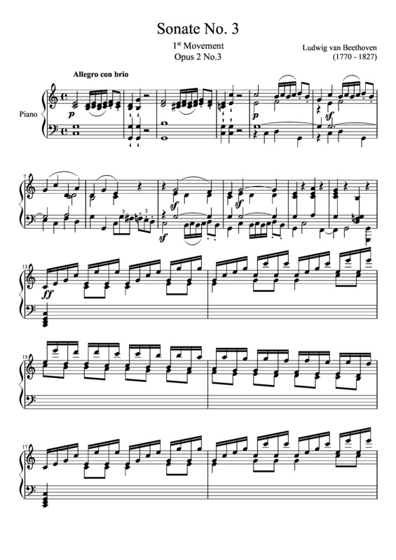 Partitura da música Sonata No 3 1st Movement