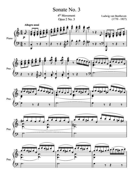 Partitura da música Sonata No 3 4th Movement