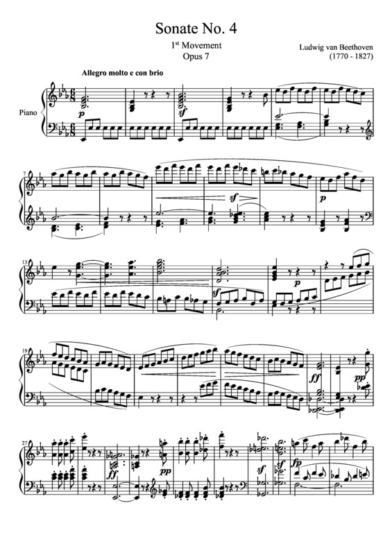 Partitura da música Sonata No 4 1st Movement