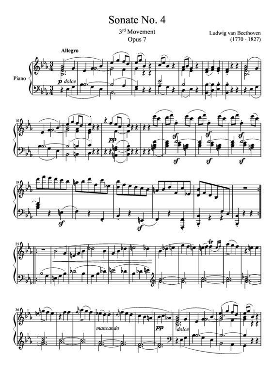 Partitura da música Sonata No 4 3rd Movement