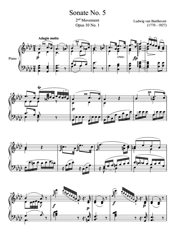 Partitura da música Sonata No 5 2nd Movement