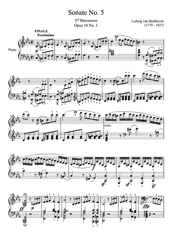 Partitura da música Sonata No 5 3rd Movement