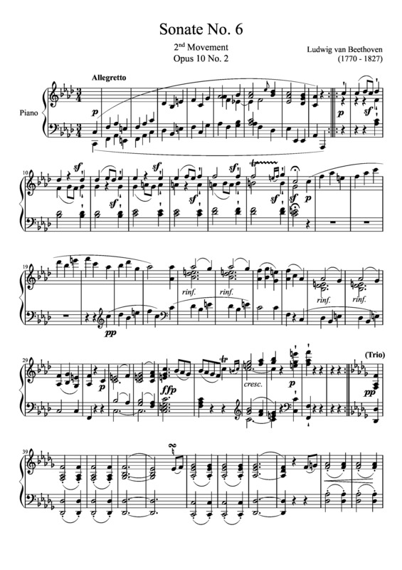 Partitura da música Sonata No 6 2nd Movement