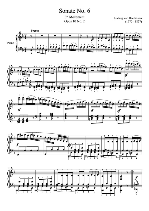 Partitura da música Sonata No 6 3rd Movement