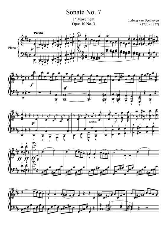 Partitura da música Sonata No 7 1st Movement