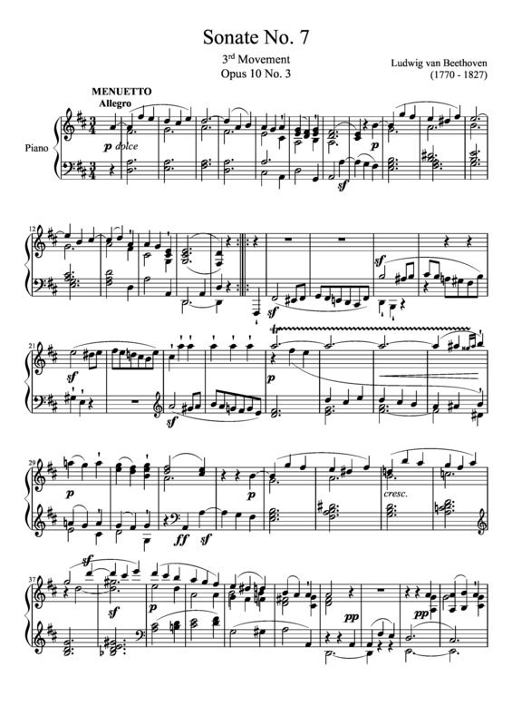 Partitura da música Sonata No 7 3rd Movement