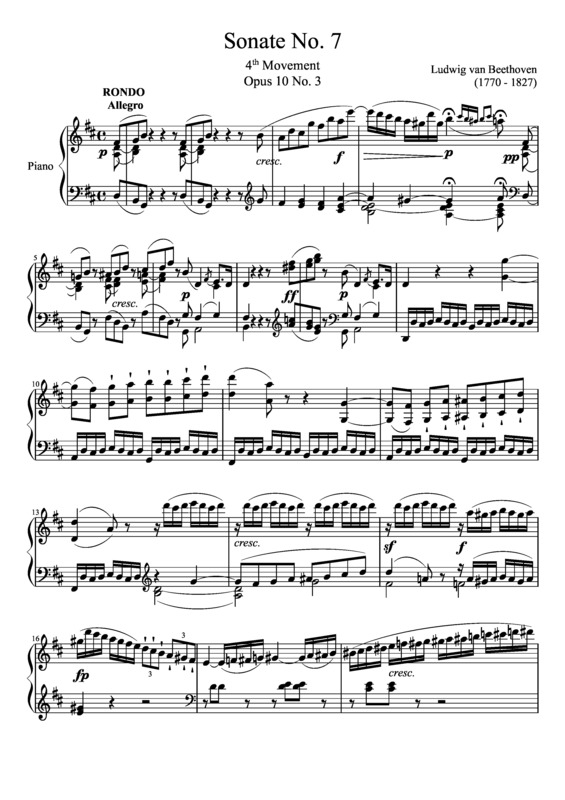 Partitura da música Sonata No 7 4th Movement