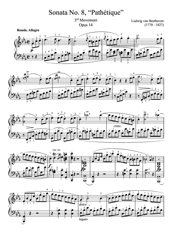 Partitura da música Sonata No 8 Pathétique