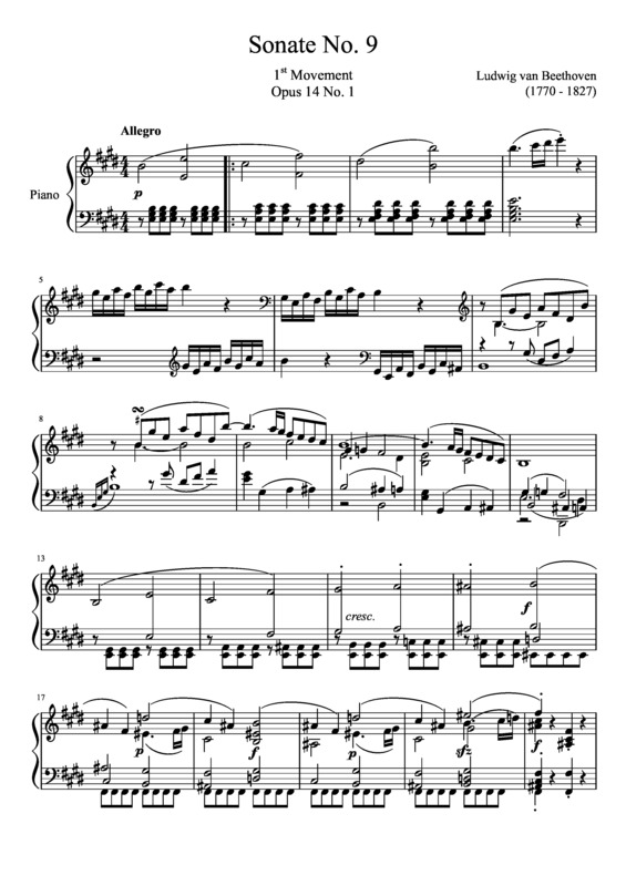 Partitura da música Sonata No 9 1st Movement