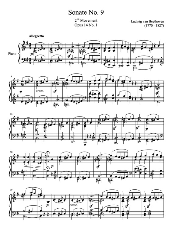 Partitura da música Sonata No 9 2nd Movement