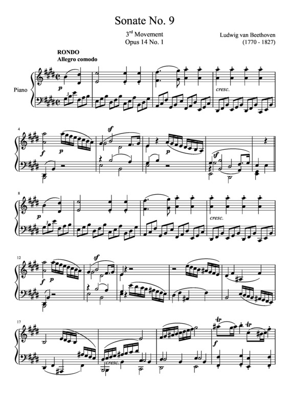 Partitura da música Sonata No 9 3rd Movement