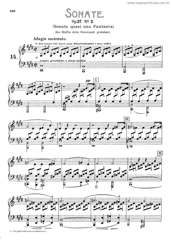 Partitura da música Sonata Op. 27 n. 2 `Sonata ao Luar` v.2