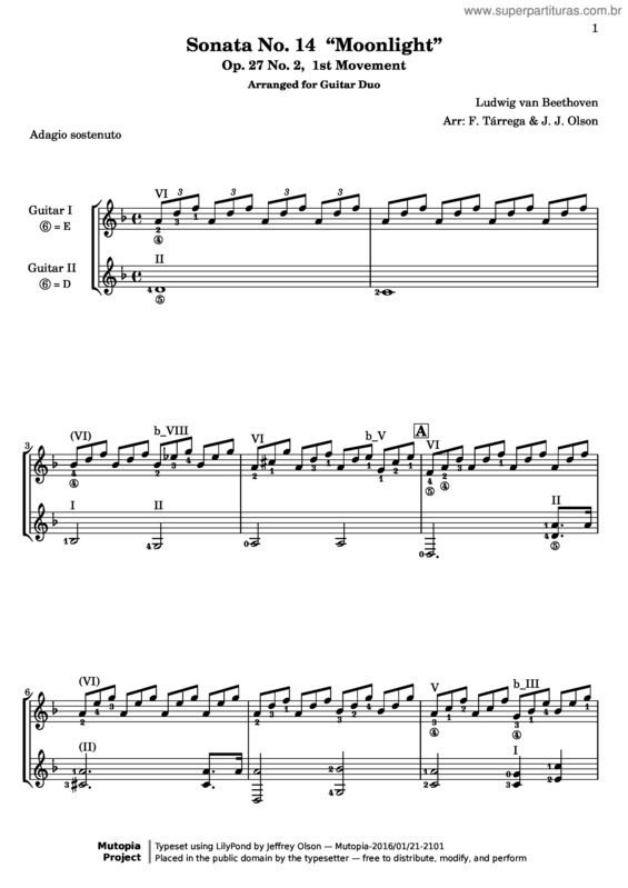 Partitura da música Sonata Op. 27 n. 2 `Sonata ao Luar` v.4