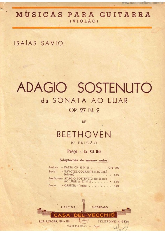 Partitura da música Sonata Op. 27 n. 2 `Sonata ao Luar` v.5