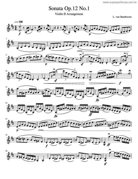 Partitura da música Sonata Op.12 No.1