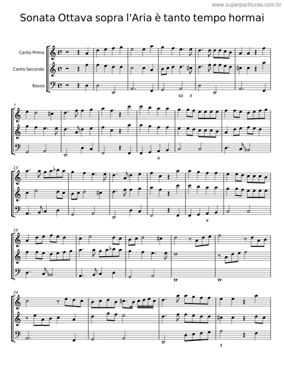 Partitura da música Sonata Ottava Sopra L`Aria È Tanto Tempo Hormai