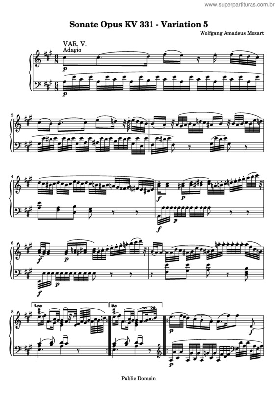 Partitura da música Sonata para piano n.º 11 v.10