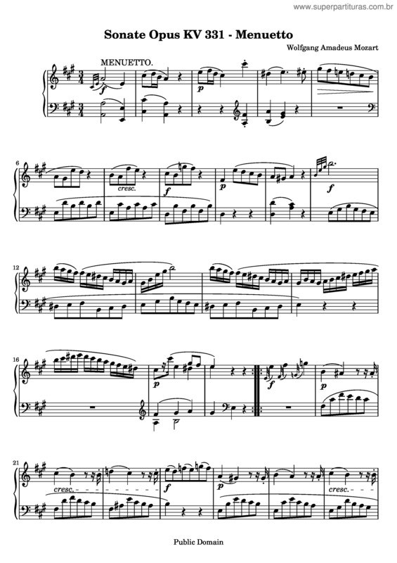 Partitura da música Sonata para piano n.º 11 v.4