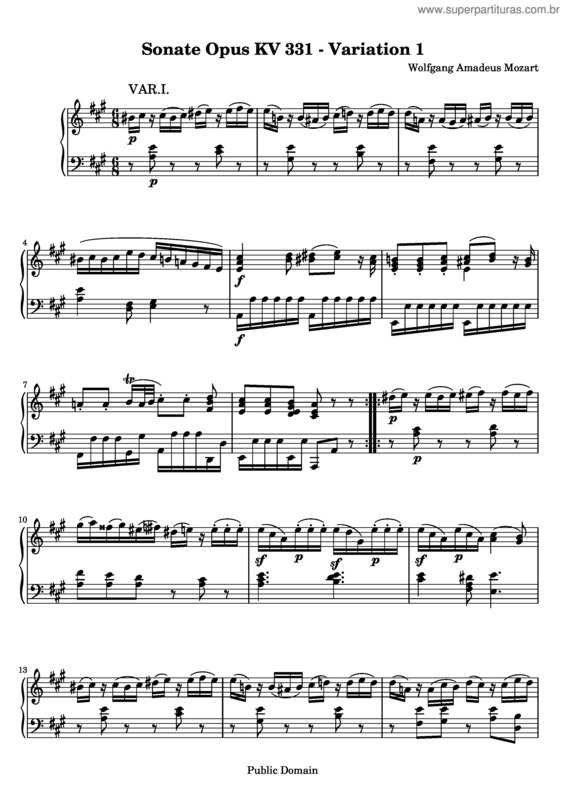 Partitura da música Sonata para piano n.º 11 v.6