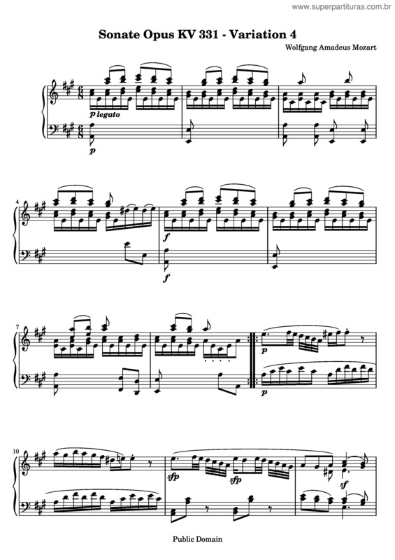 Partitura da música Sonata para piano n.º 11 v.7
