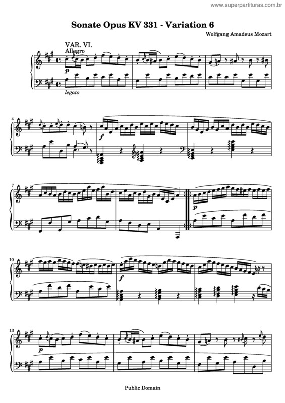 Partitura da música Sonata para piano n.º 11 v.8