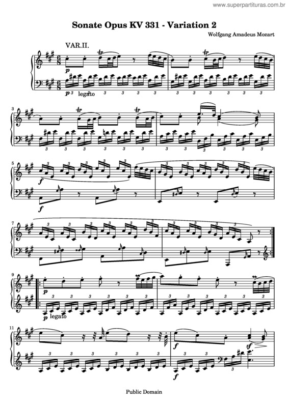 Partitura da música Sonata para piano n.º 11 v.9
